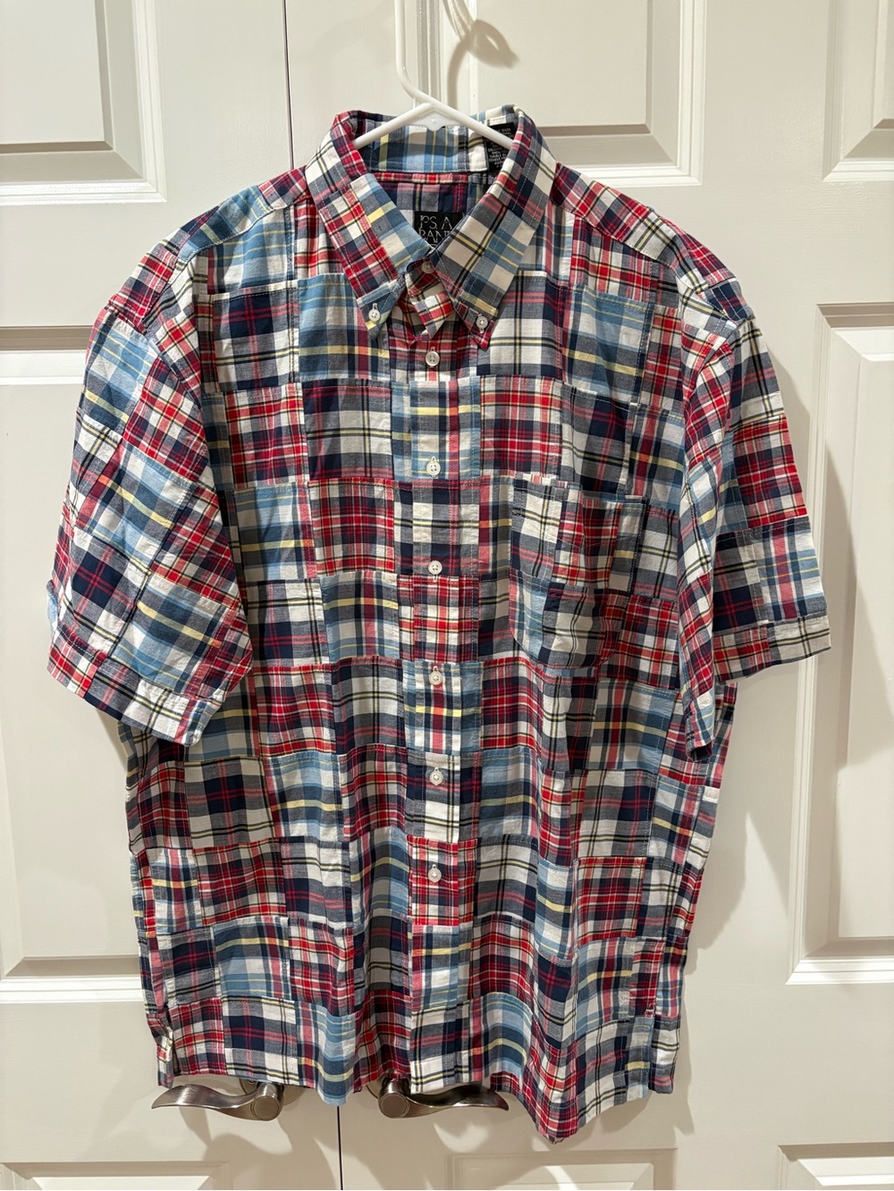 Jos. A. Bank Short-Sleeve Plaid Button-Down Shirt - Madras